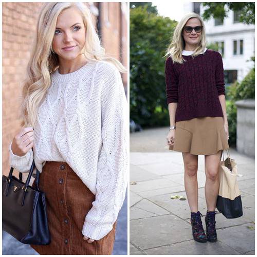 свитер с короткой юбкой